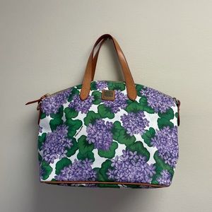 Dooney and Bourke Purple Hydrangea Satchel Purse